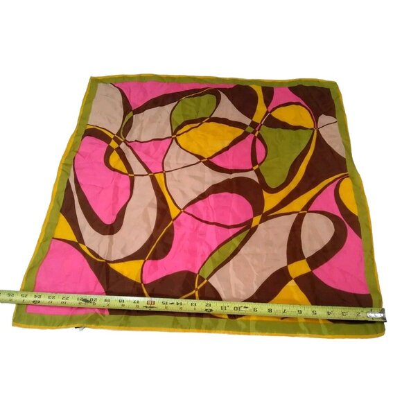 Vtg. Scarf Arnoldis? Retro Optic Psychedlic Japan 25.5" X 26" (Almost) READ - Picture 5 of 12